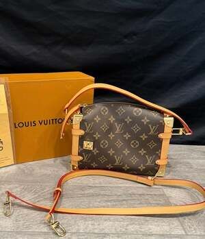 NEW!! Crossbody Brown Monogram Canvas Side Trunk Purse